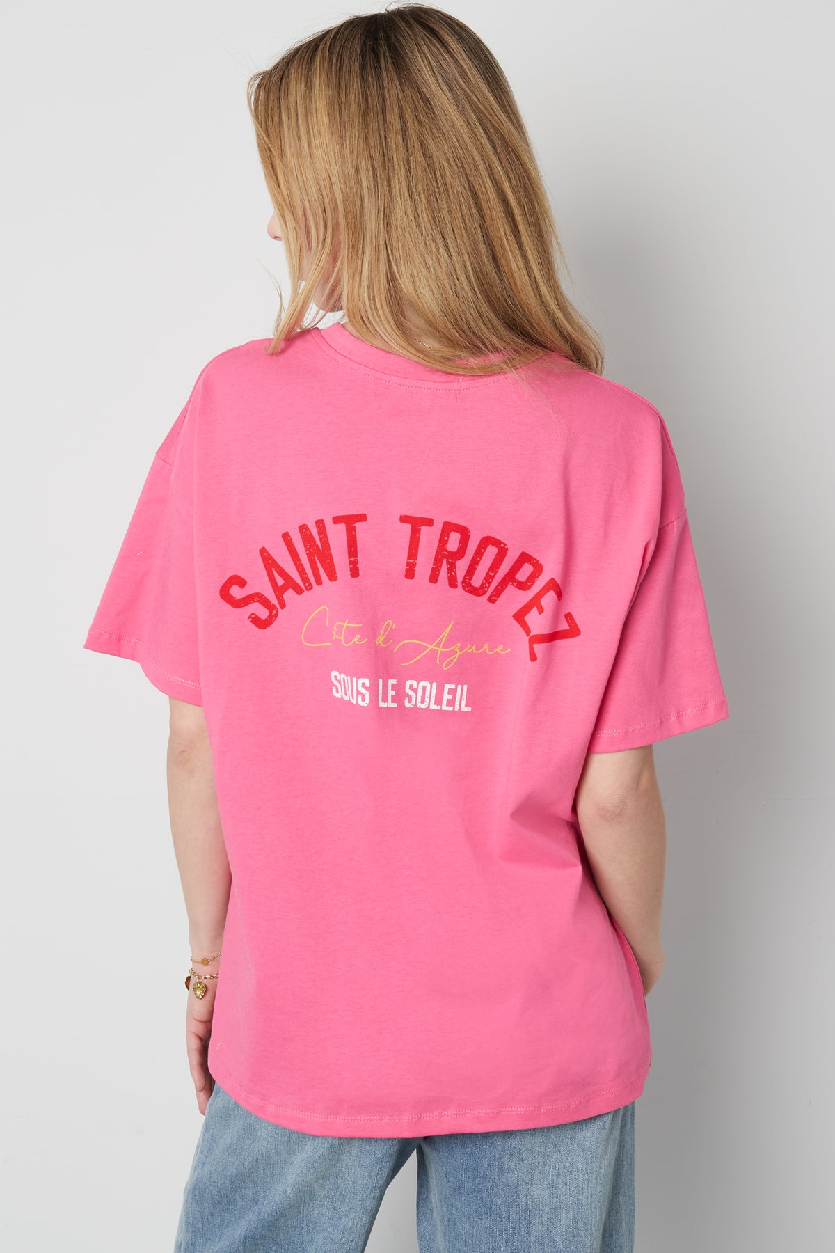 Cotone Maglietta Donna Oversized Stampa Saint Tropez