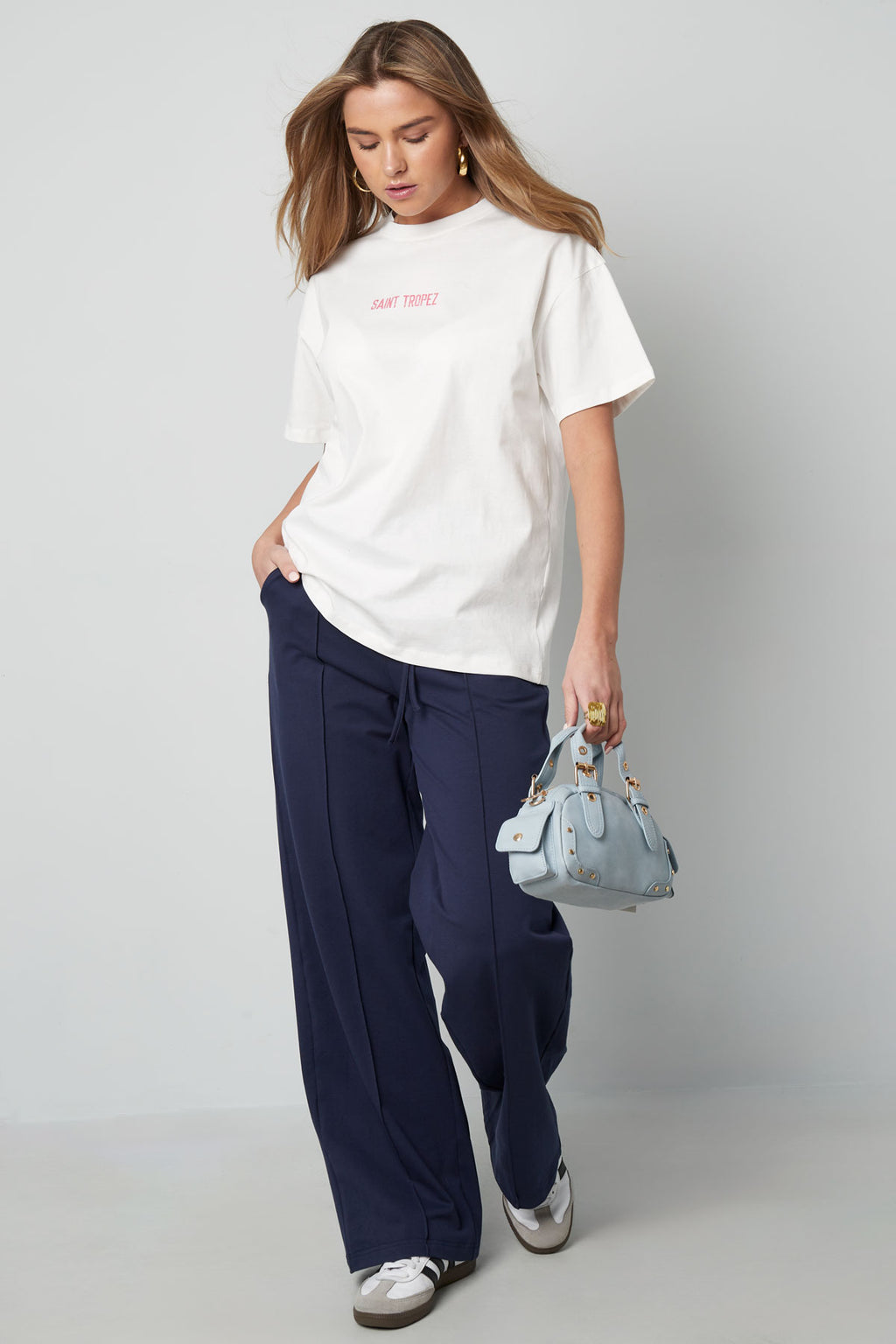 Cotone Maglietta Donna Oversized Stampa Saint Tropez
