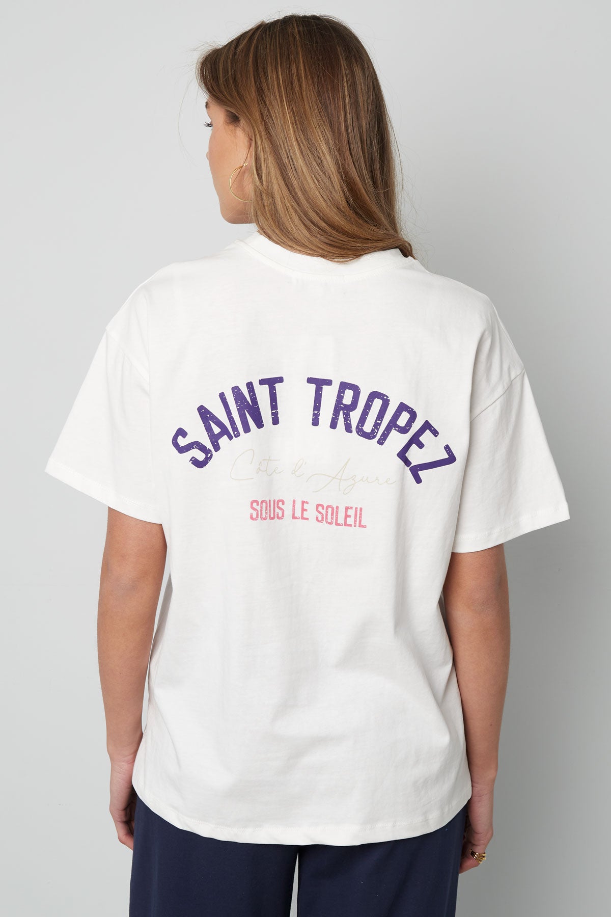Cotone Maglietta Donna Oversized Stampa Saint Tropez