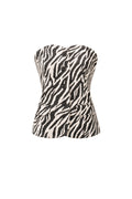 Cotone Top Senza Maniche Donna Stampa Zebra Chiusura con Pulsanti