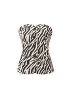 Cotone Top Senza Maniche Donna Stampa Zebra Chiusura con Pulsanti