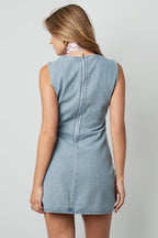 Cotone Abito Mini Donna Senza Maniche Bodycon