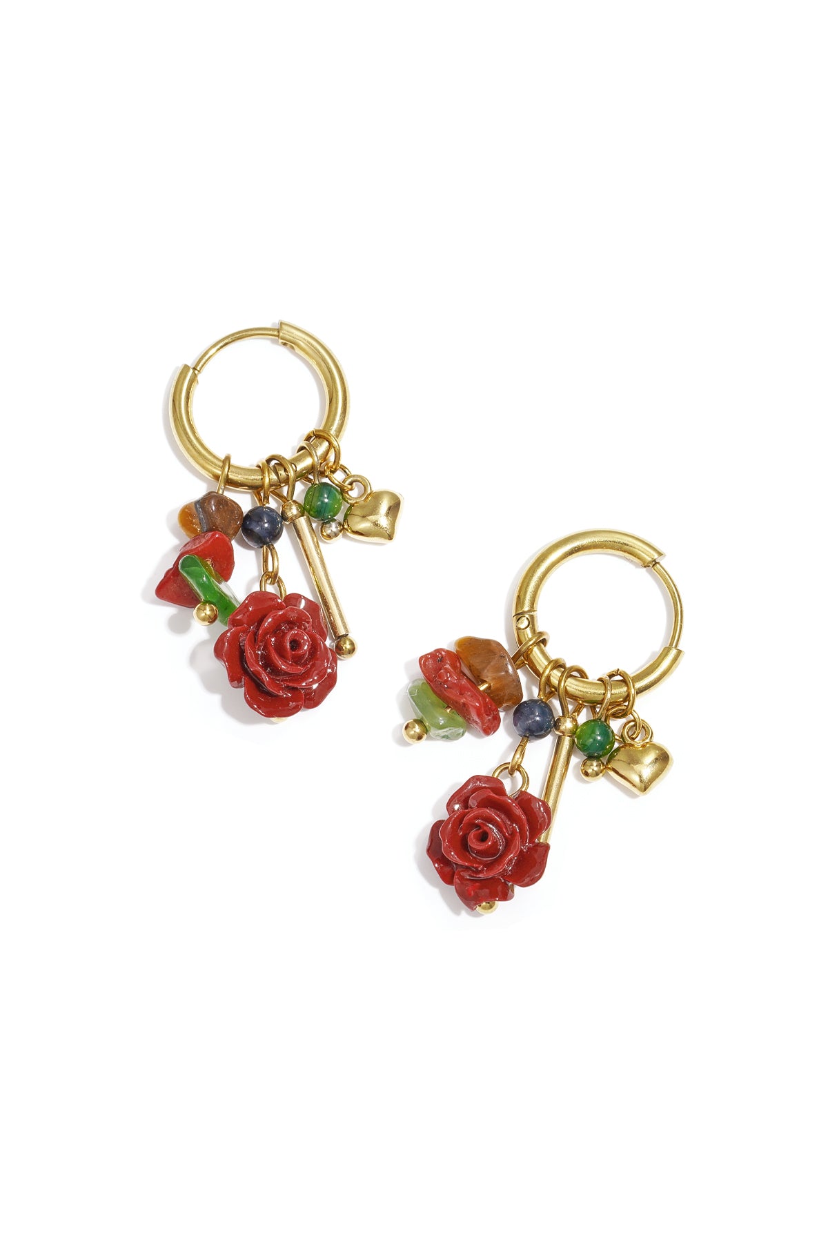 Orecchini pendenti in acciaio inossidabile, stile casual, semplici, da donna, serie "Fiore"