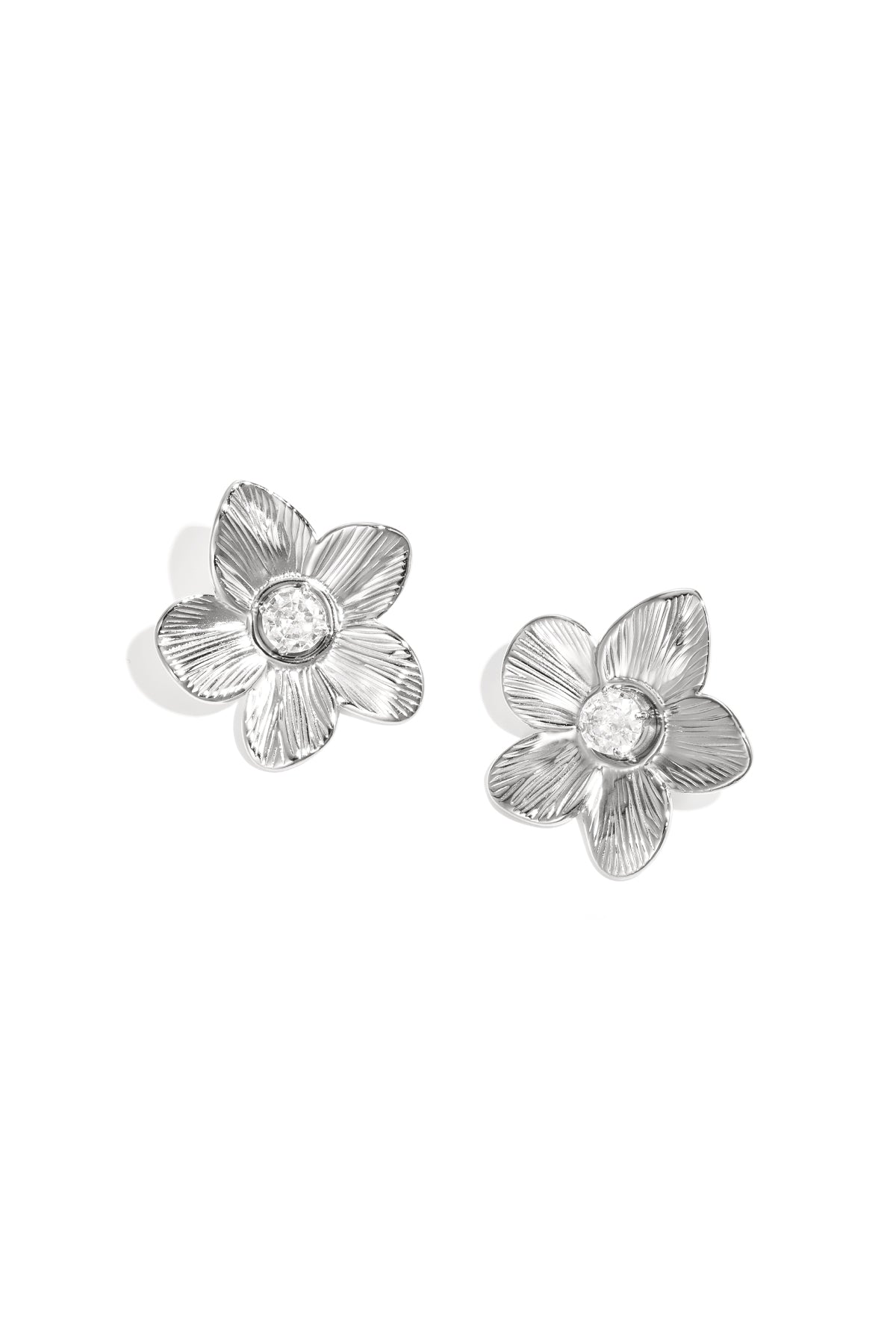 Orecchini a bottone in acciaio inossidabile con fiore, casual, semplici, da donna