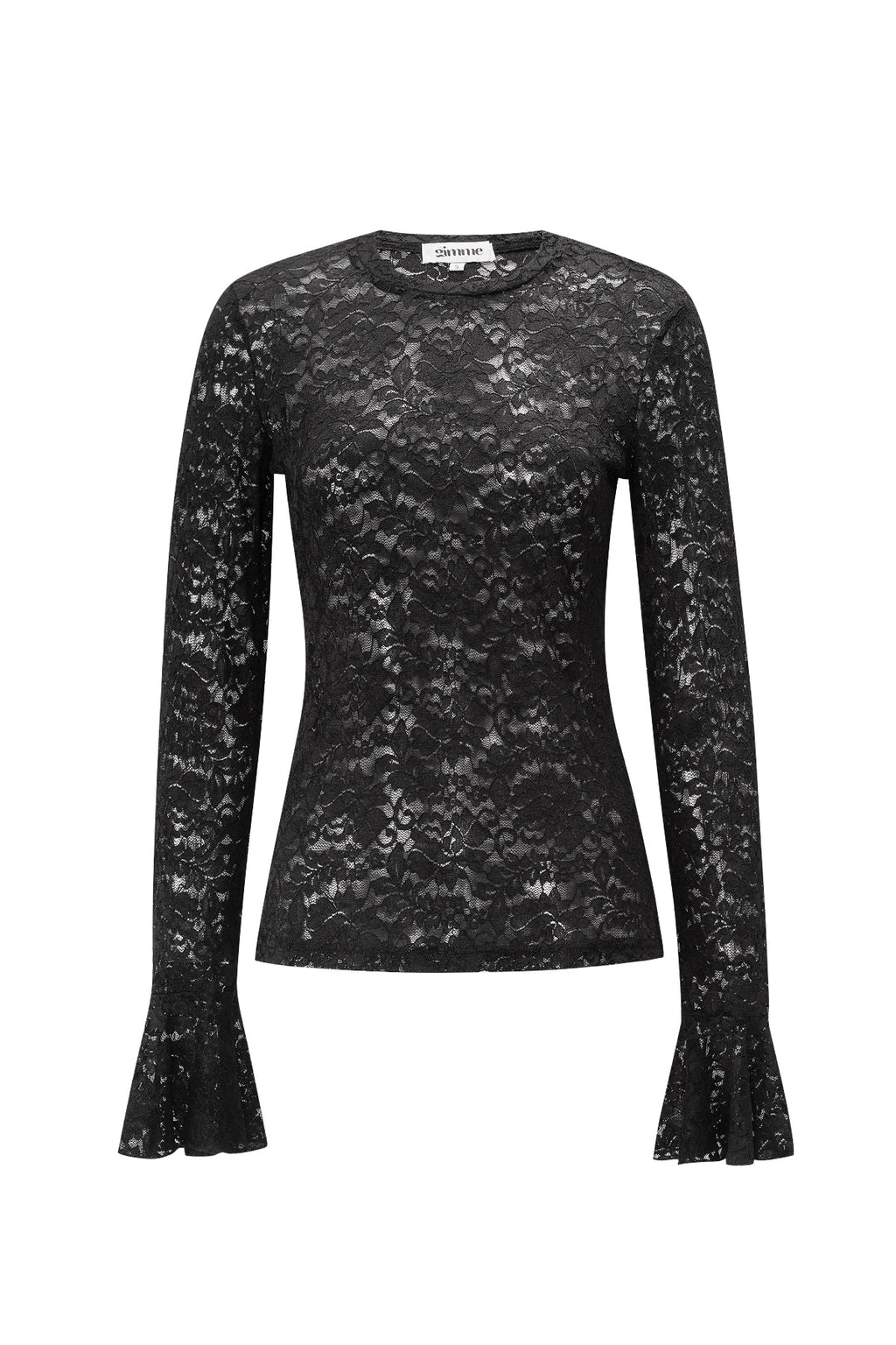 Tessuto Poliestere Maglie Lunghe Top Elegante Pannello di Pizzo