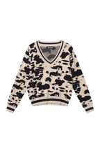Maglione a V con stampa leopardo in maglia (compresi lavori a uncinetto e tessuti in lana) Donna Autunno/Inverno Casual
