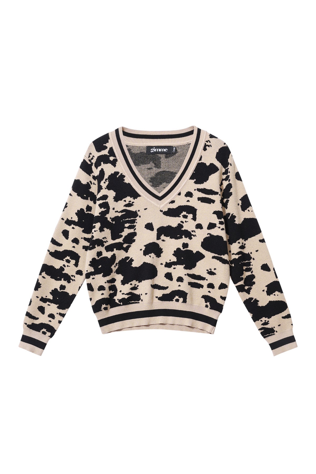 Maglione a V con stampa leopardo in maglia (compresi lavori a uncinetto e tessuti in lana) Donna Autunno/Inverno Casual