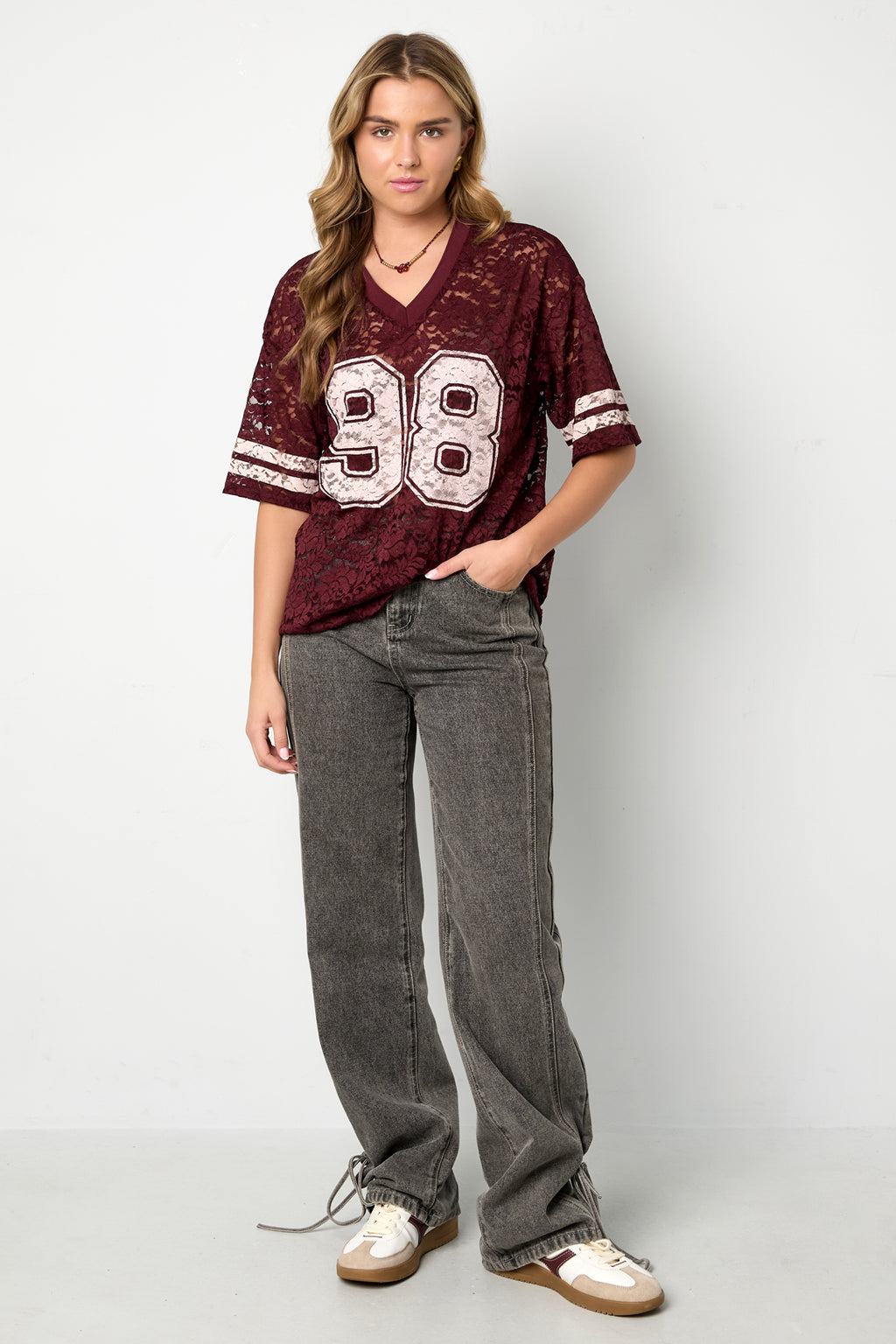 Woven Polyester Fiber Maglietta Donna Sporty Color Clash