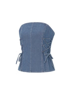 Tessuto Jeans Top Senza Spalline Donna Elegante Colore Puro Primavera/Estate