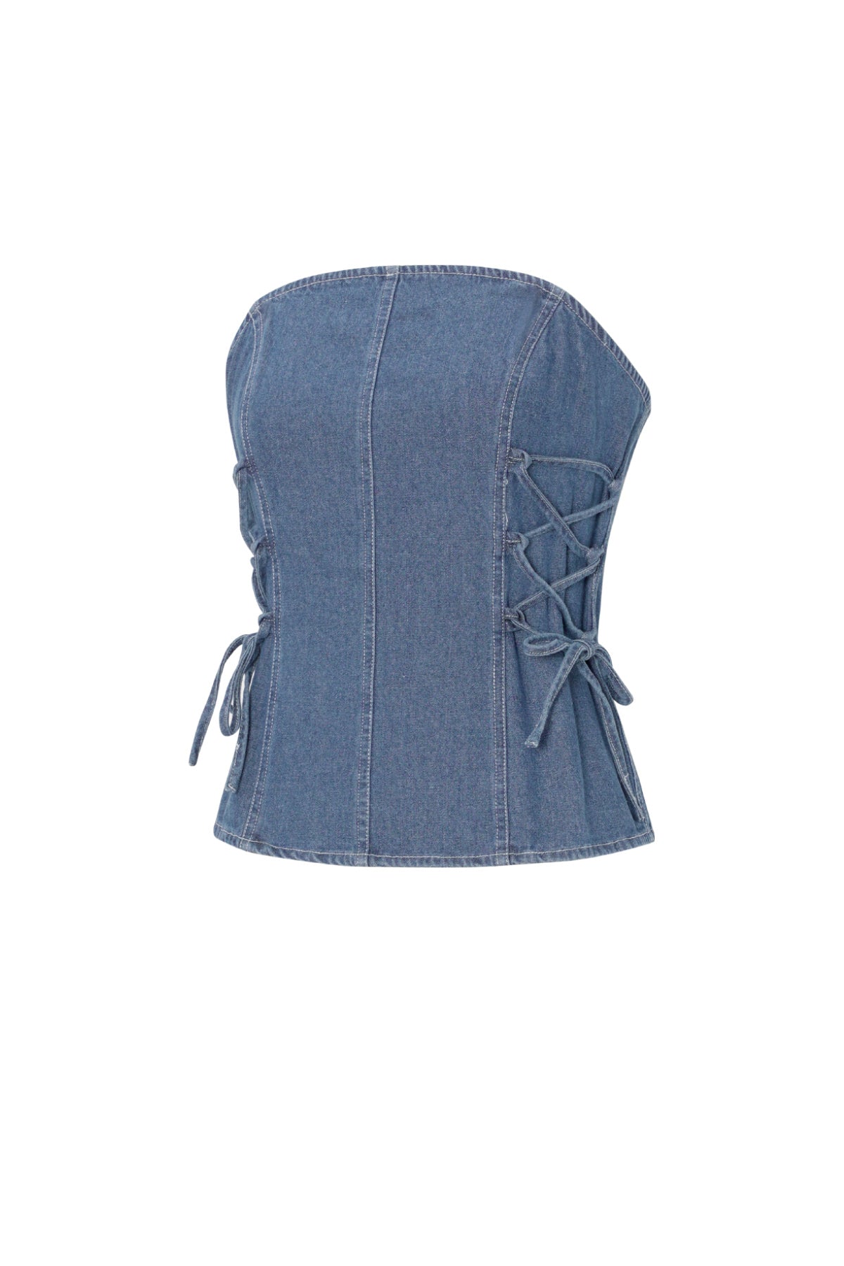 Tessuto Jeans Top Senza Spalline Donna Elegante Colore Puro Primavera/Estate