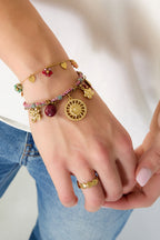 Braccialetti con ciondoli in acciaio inossidabile, serie semplice casual quotidiana, gioielli da donna