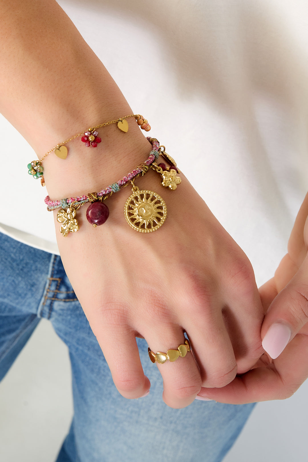 Braccialetti con ciondoli in acciaio inossidabile, serie semplice casual quotidiana, gioielli da donna