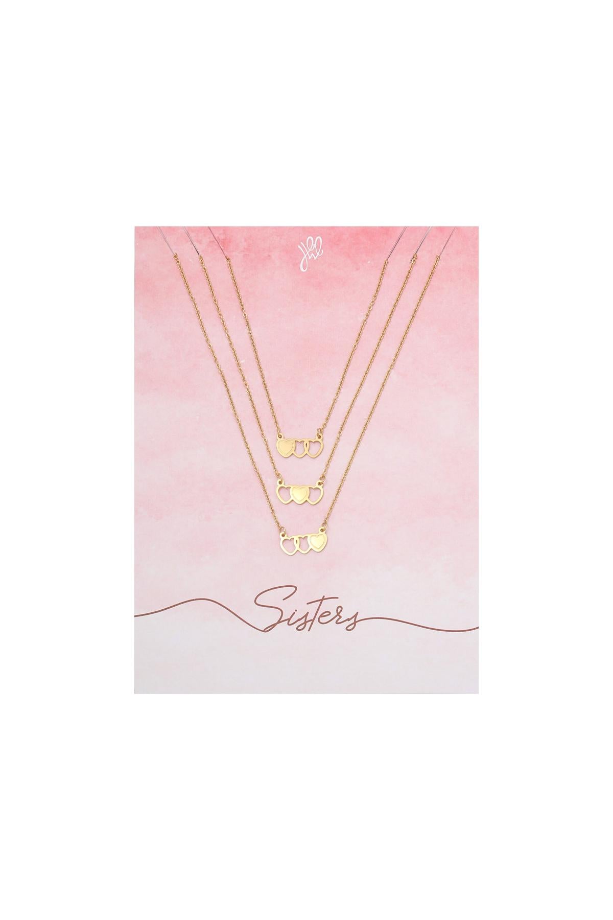 Necklace Three SisterS Gold Stainless Steel