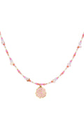 Collana di perline rosa - Colore rosa e oro