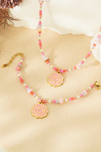 Collana di perline rosa - Colore rosa e oro