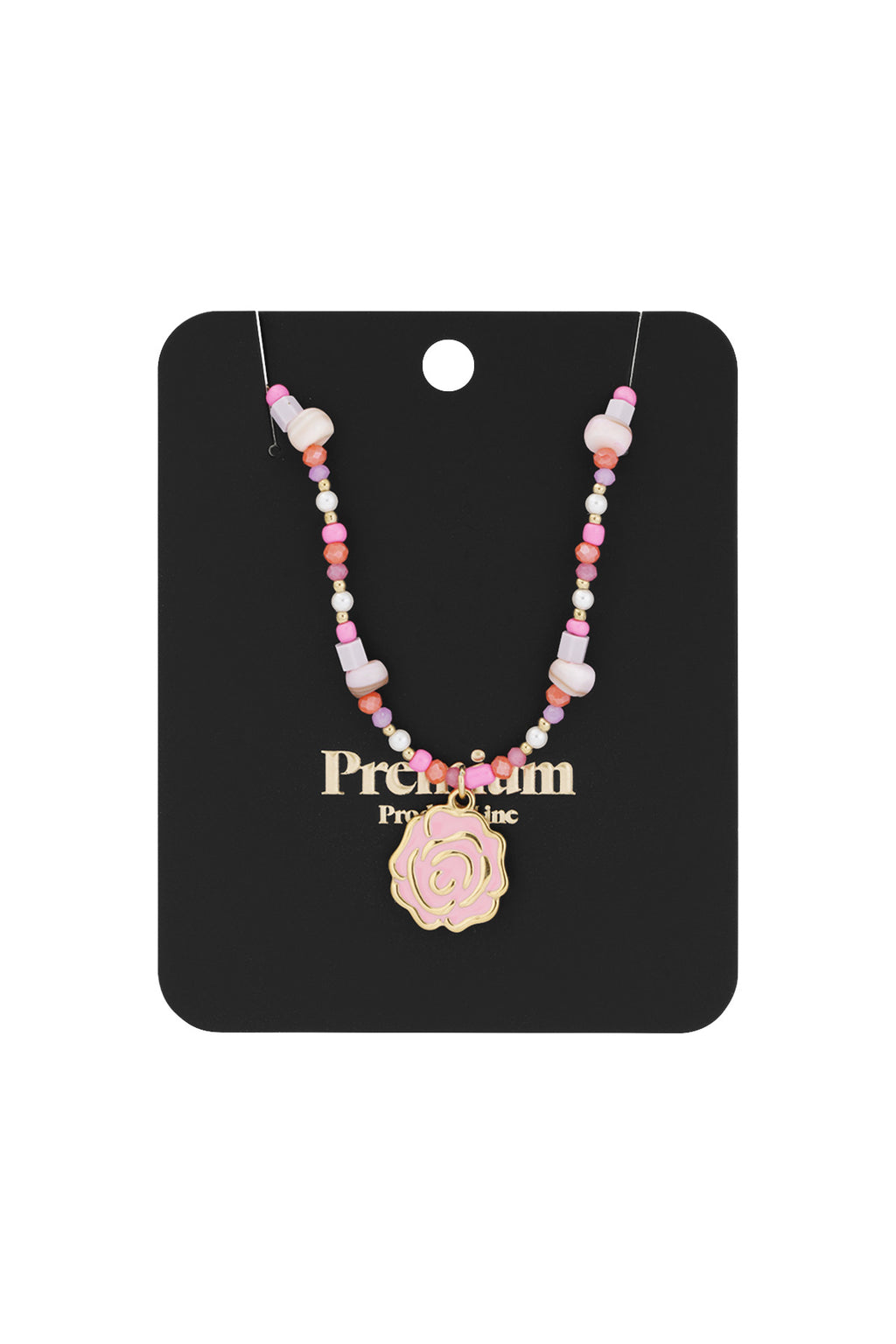 Collana di perline rosa - Colore rosa e oro