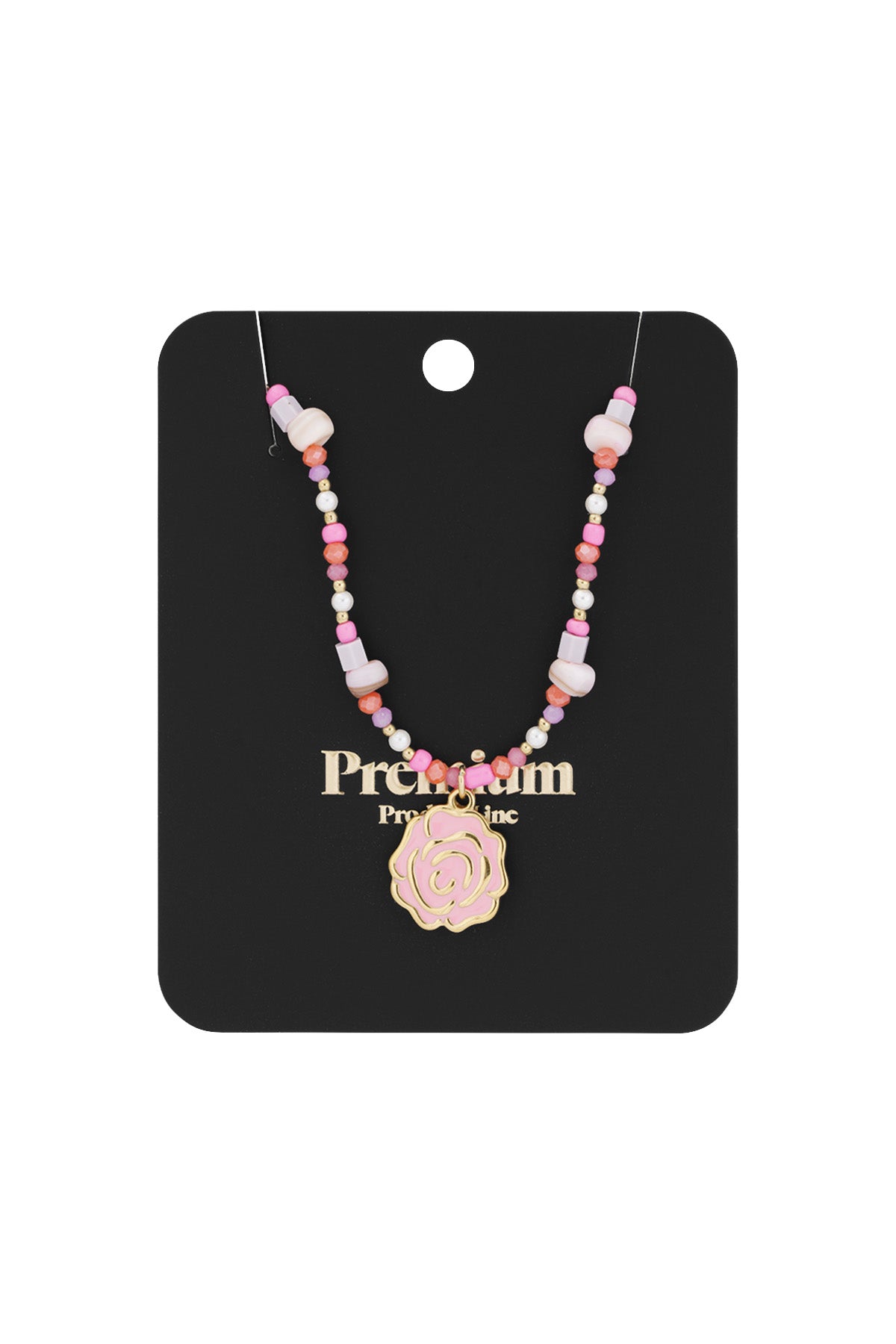 Collana di perline rosa - Colore rosa e oro