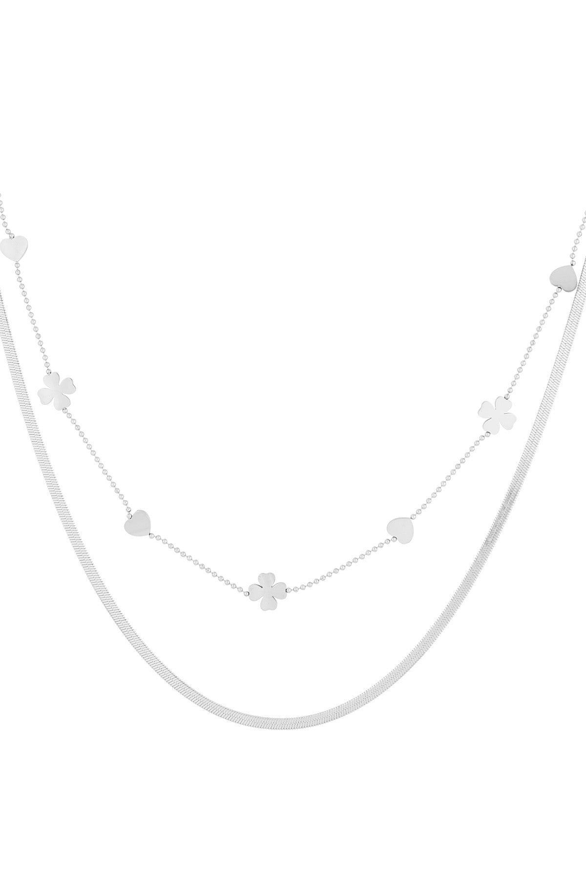 collana doppia trifoglio cuore