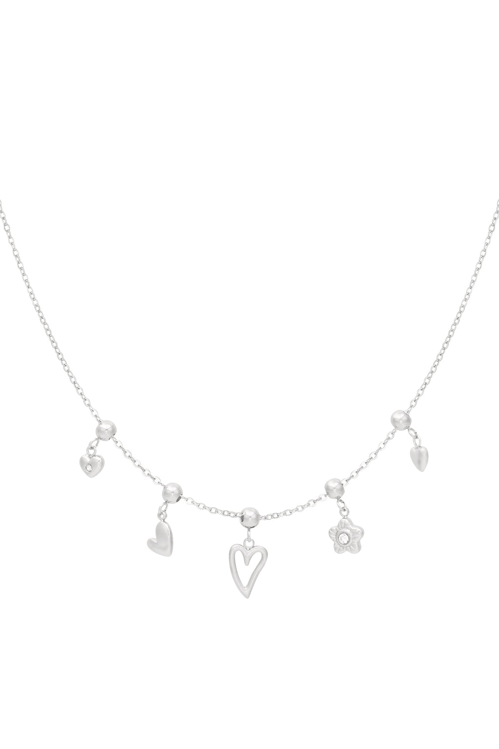 collana con ciondolo fiori e cuori