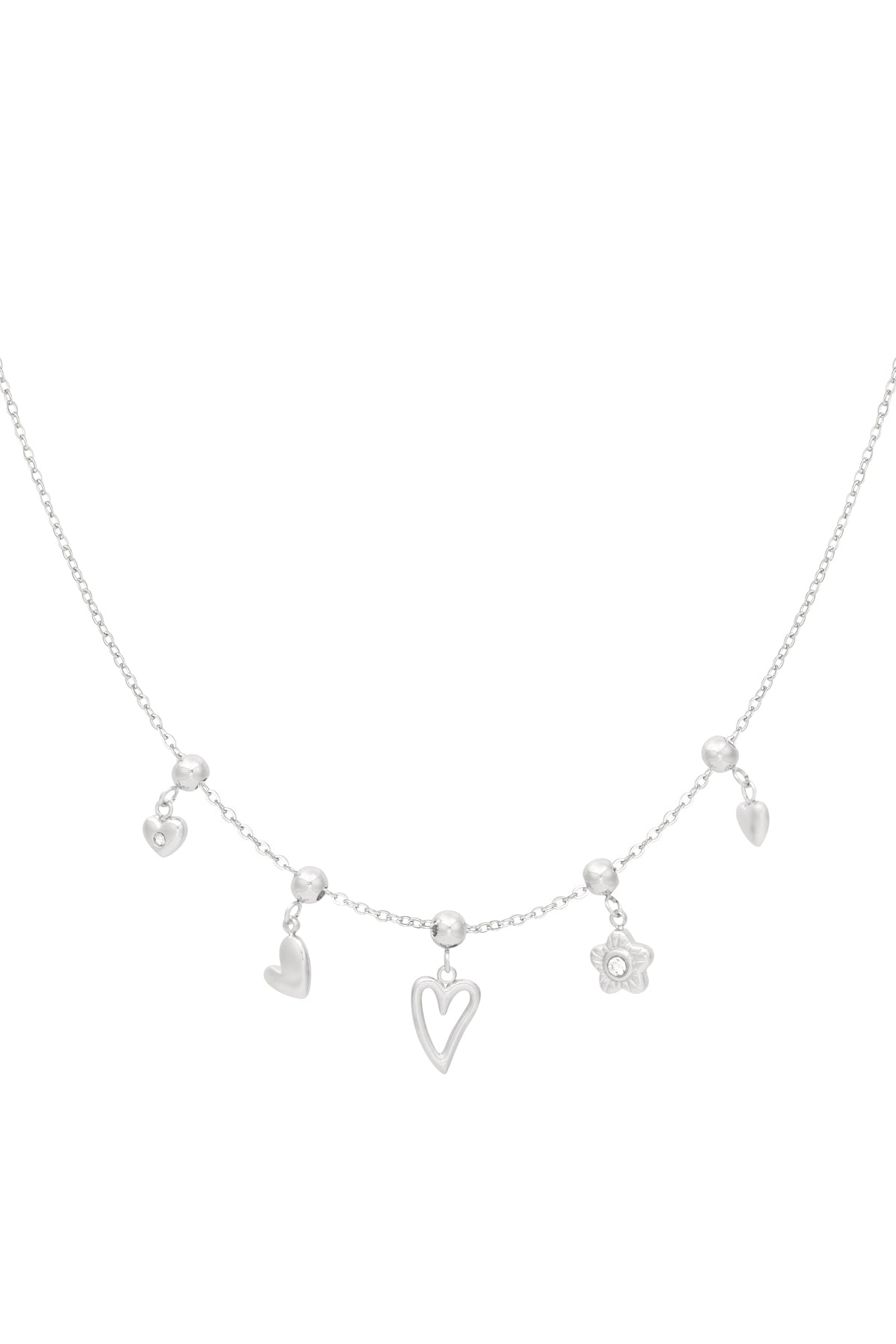 collana con ciondolo fiori e cuori