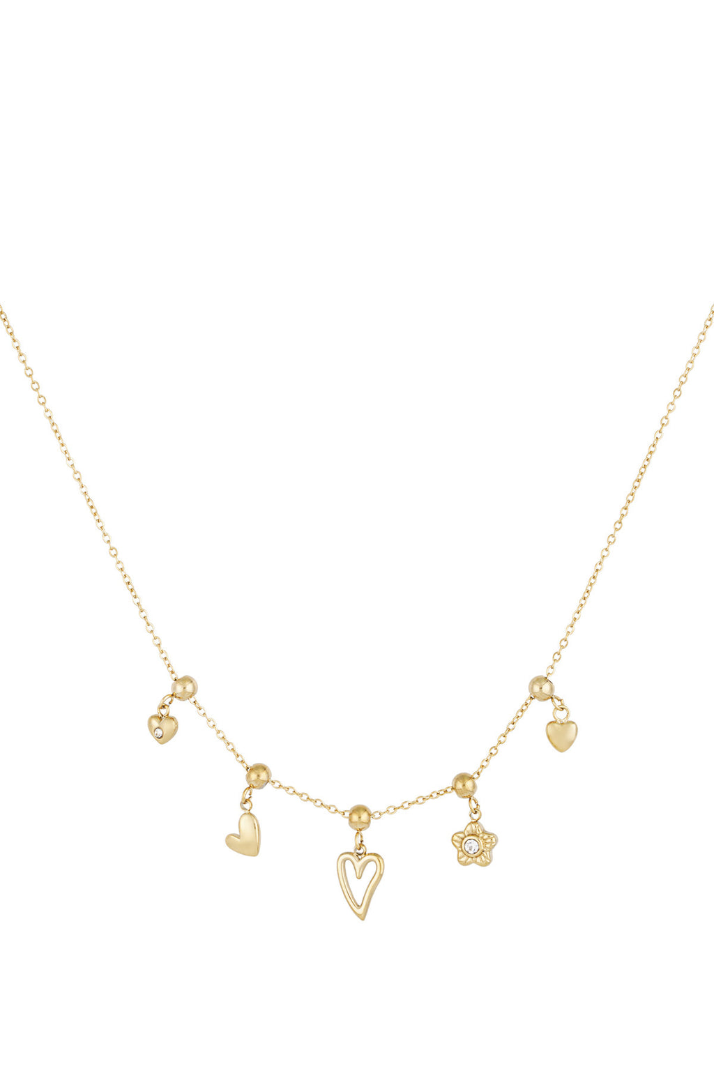 collana con ciondolo fiori e cuori