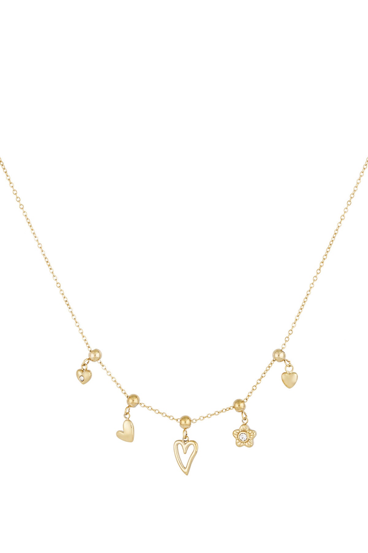 collana con ciondolo fiori e cuori