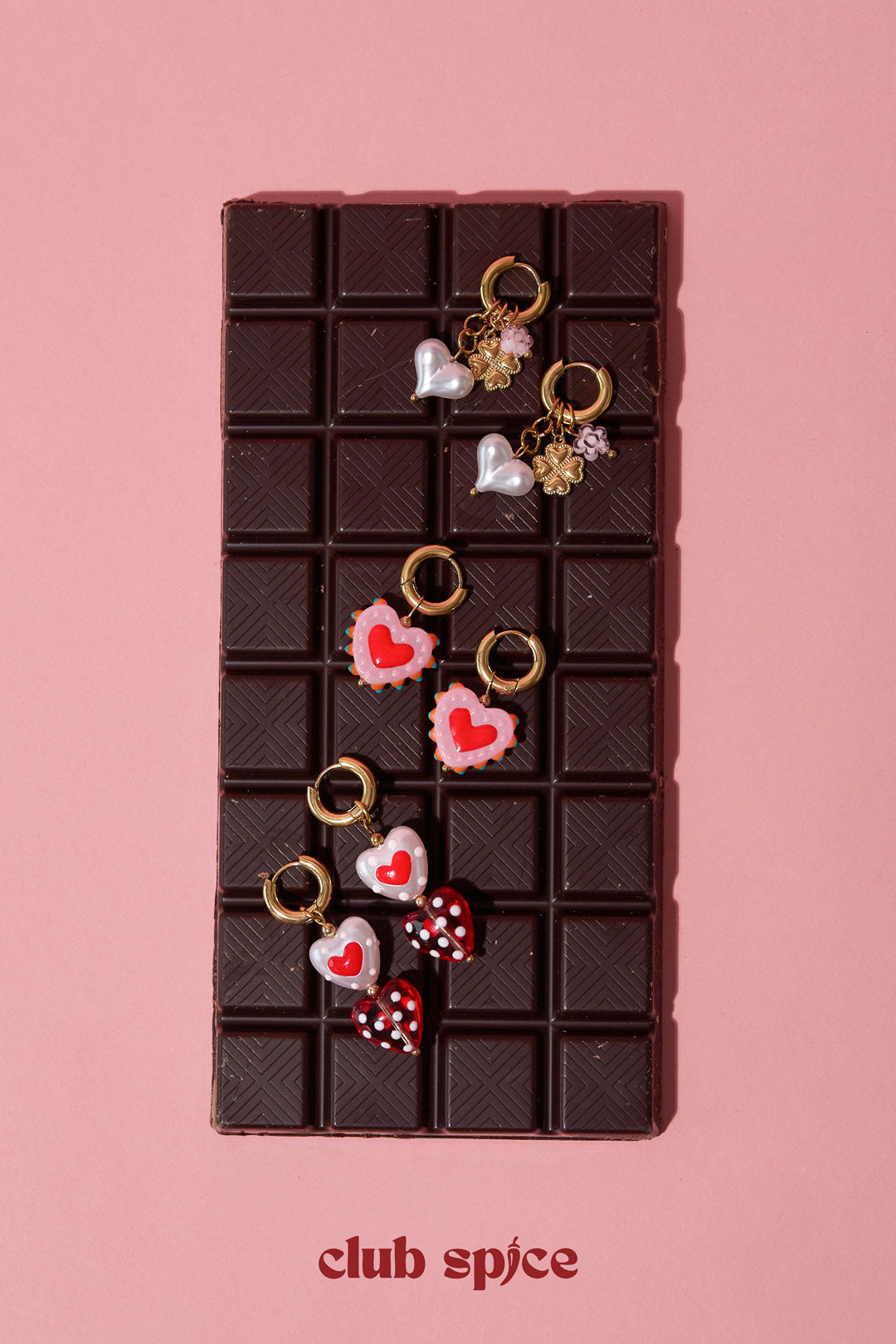 Orecchini con cuore a forma di caramella