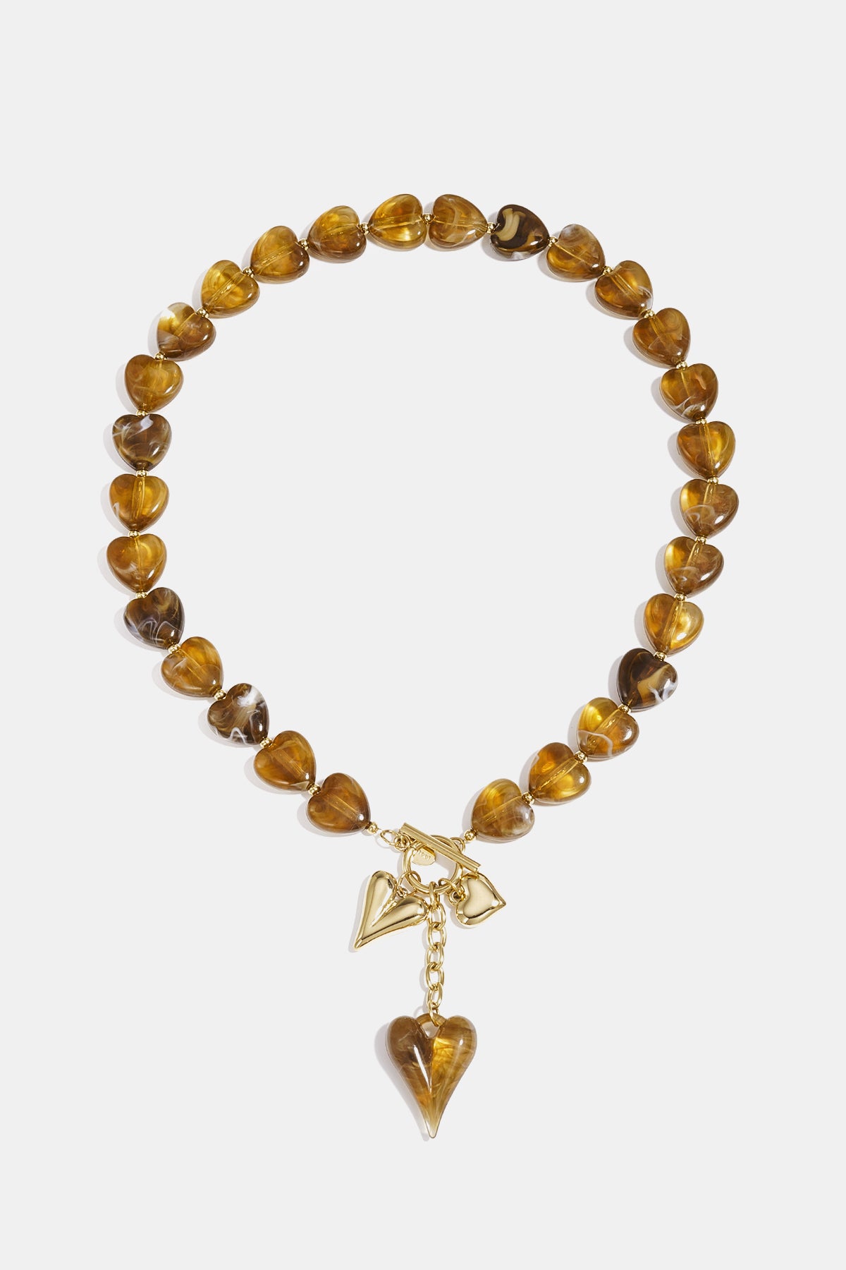 Collana di perline con ciondoli a forma di cuore pendenti