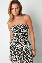 Cotone Top Senza Maniche Donna Stampa Zebra Chiusura con Pulsanti