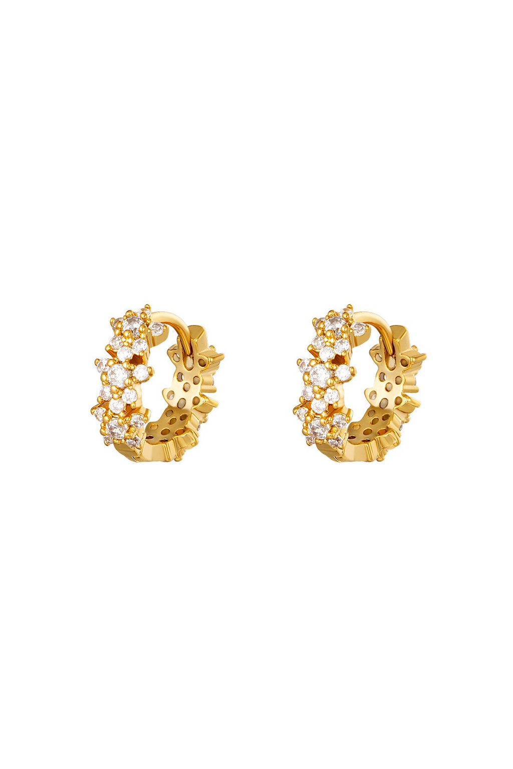 Orecchini a cerchio con stella e strass - rame