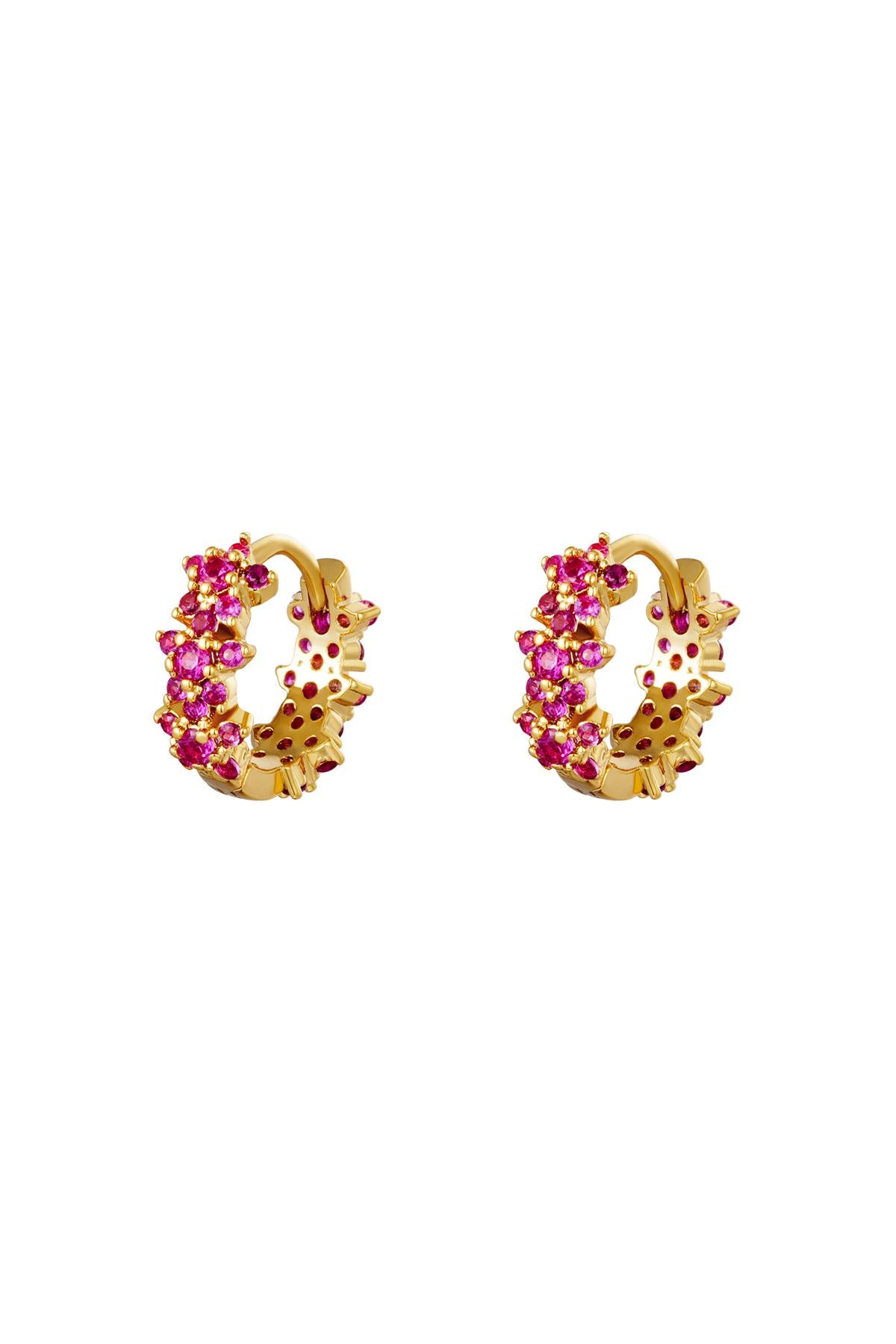 Orecchini a cerchio con stella e strass - rame