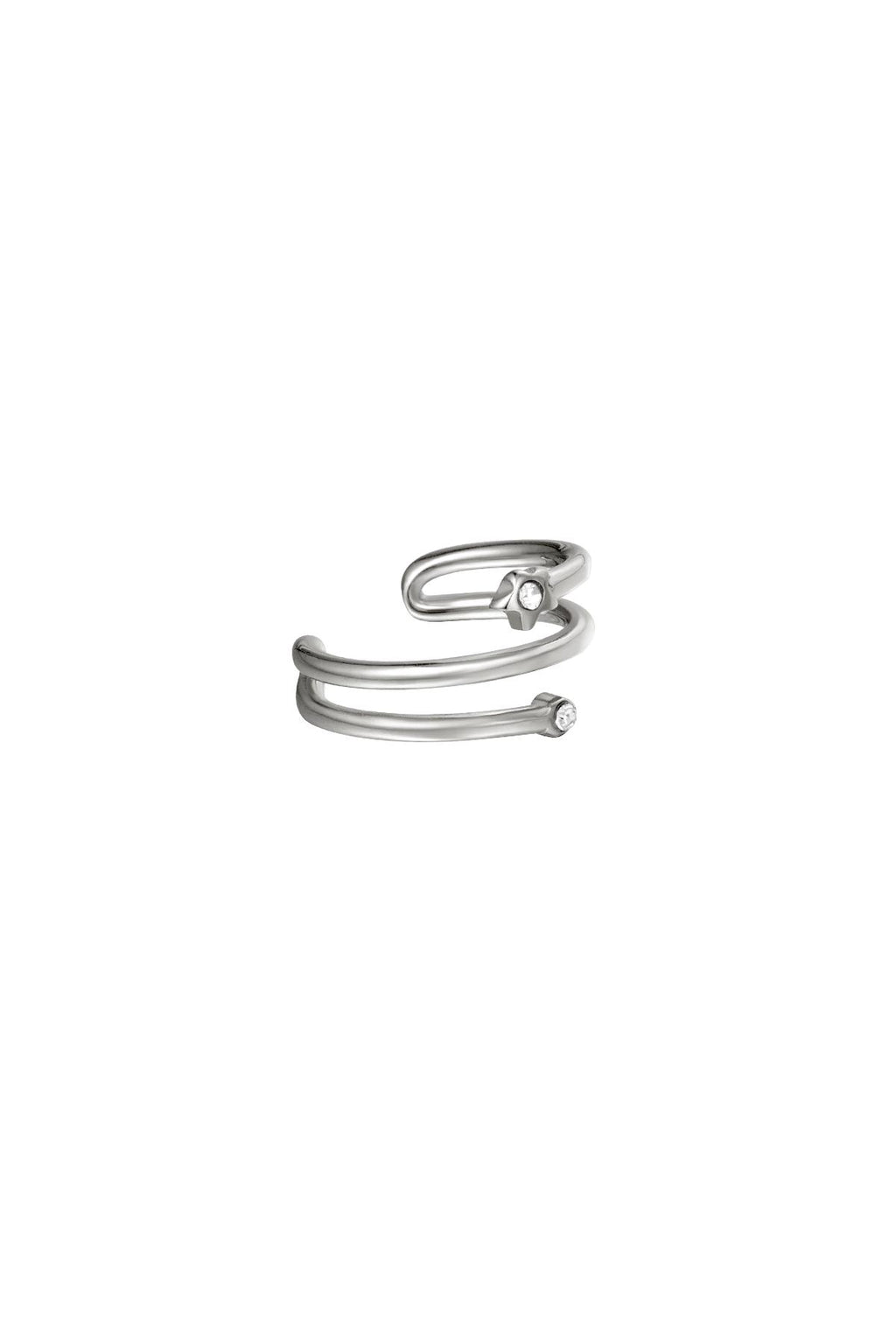 Earcuff a spirale con piccole pietre Silver Color Stainless Steel