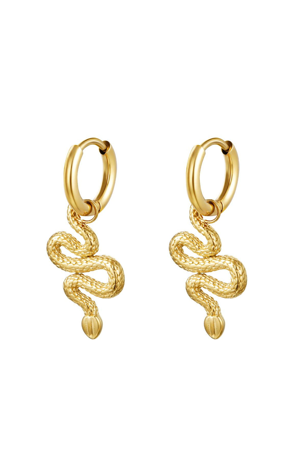 Earrings Shiny Serpent Gold Stainless Steel