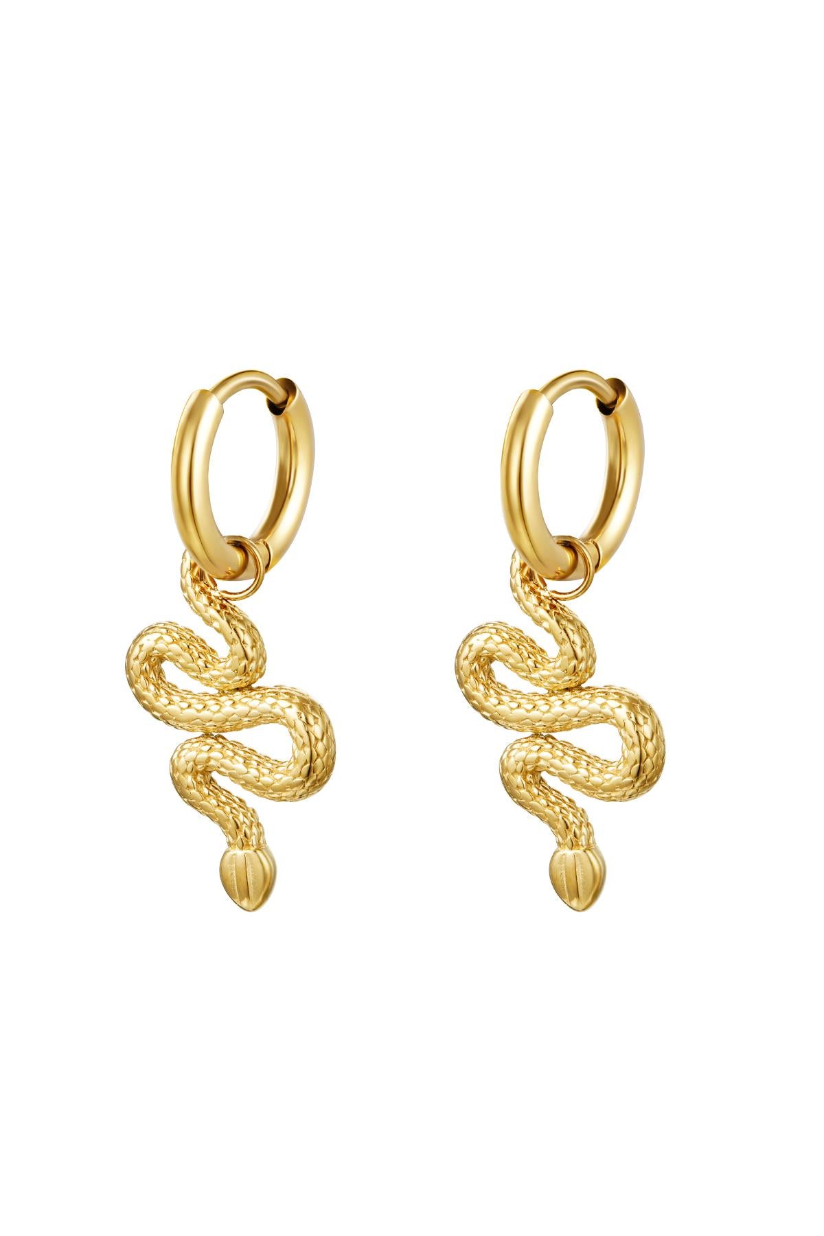 Earrings Shiny Serpent Gold Stainless Steel