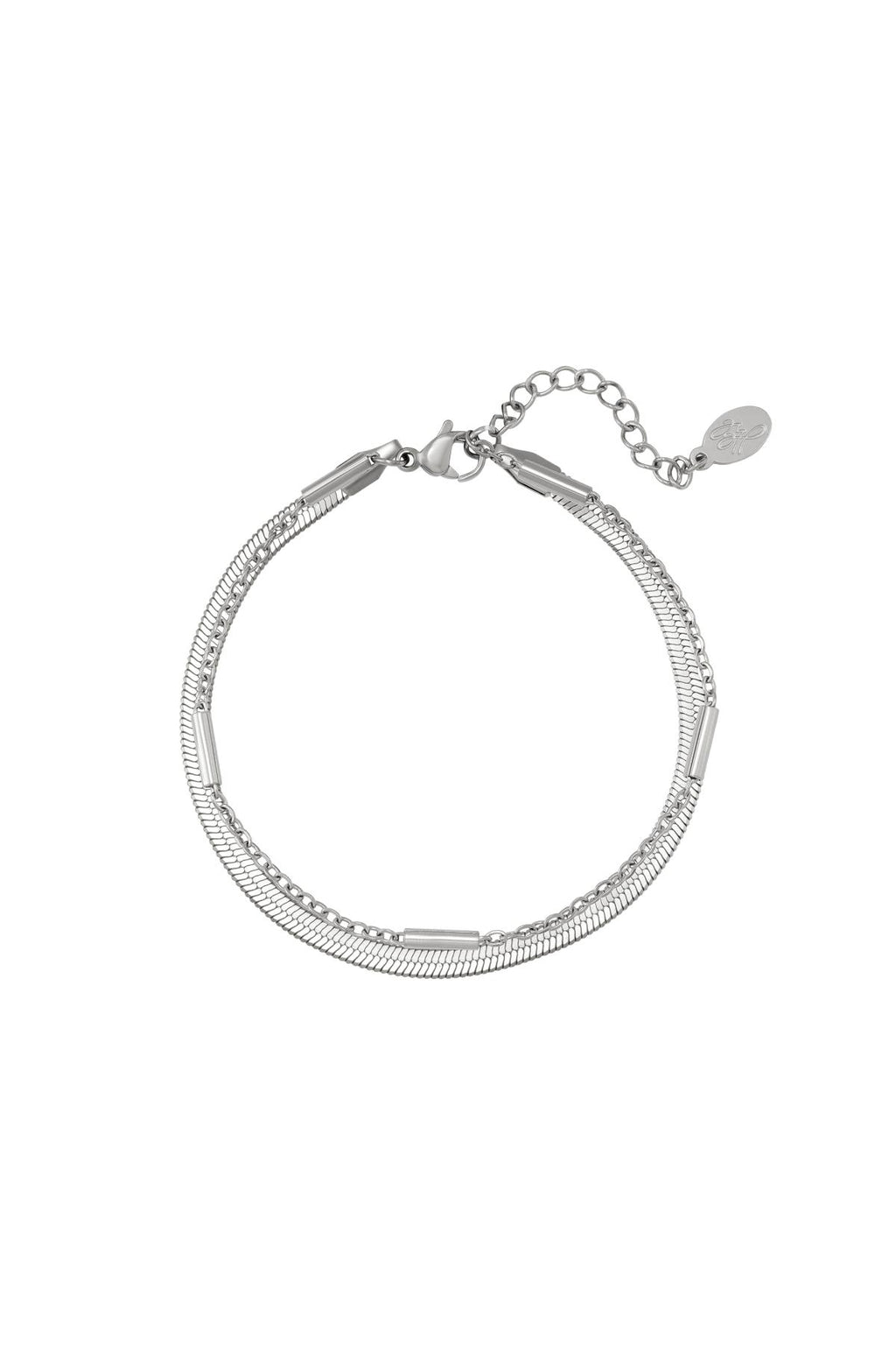 Bracciale In Acciaio Inossidabile A Doppia Catena Silver Color Stainless Steel