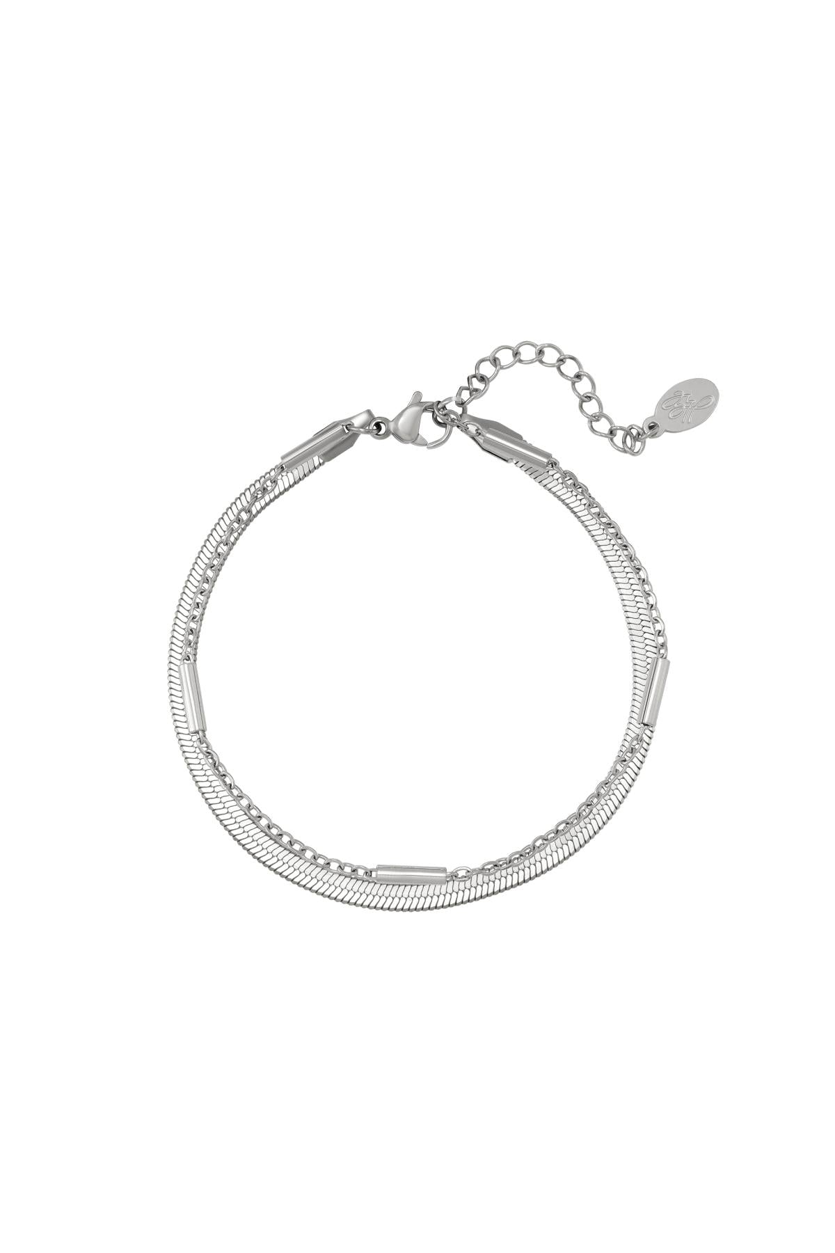 Bracciale In Acciaio Inossidabile A Doppia Catena Silver Color Stainless Steel