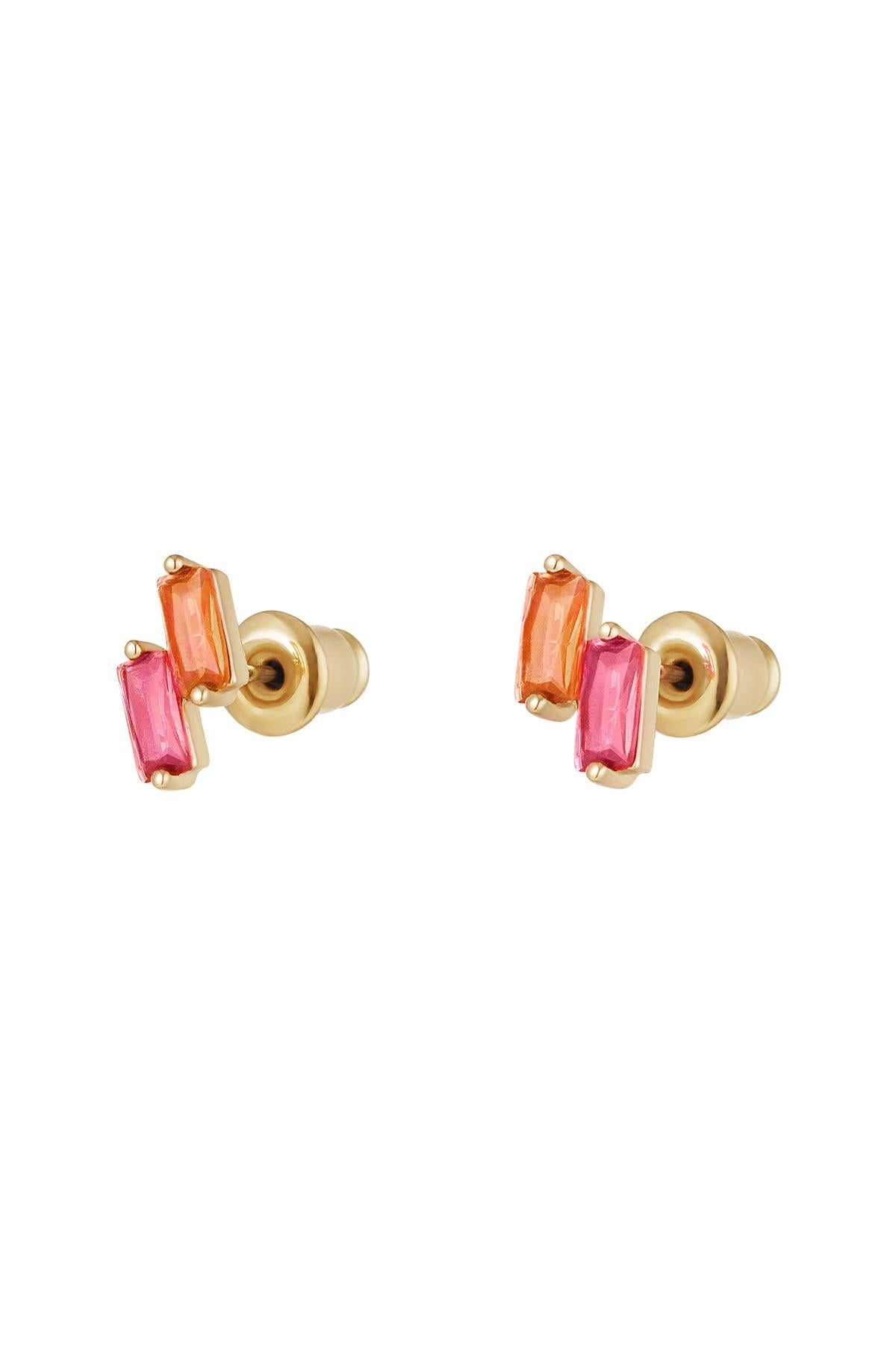 Orecchini a bottone con pietre colorate - Collezione Sparkle Gold Copper