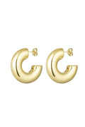 Orecchini a bottone mezzo tondo basic large Gold Stainless Steel