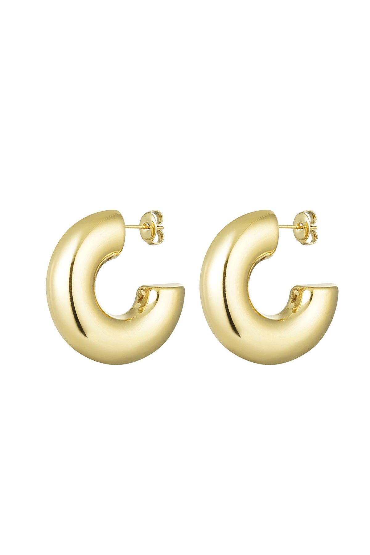 Orecchini a bottone mezzo tondo basic large Gold Stainless Steel