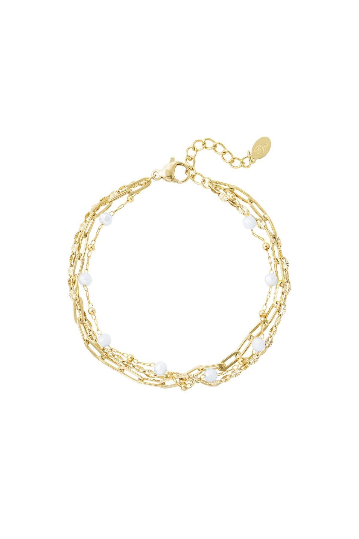 Bracciale tre strati di dettagli colorati Gold Stainless Steel