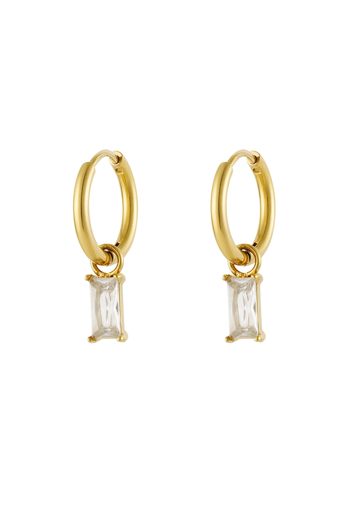 Orecchini pietra allungata - Colore oro/bianco