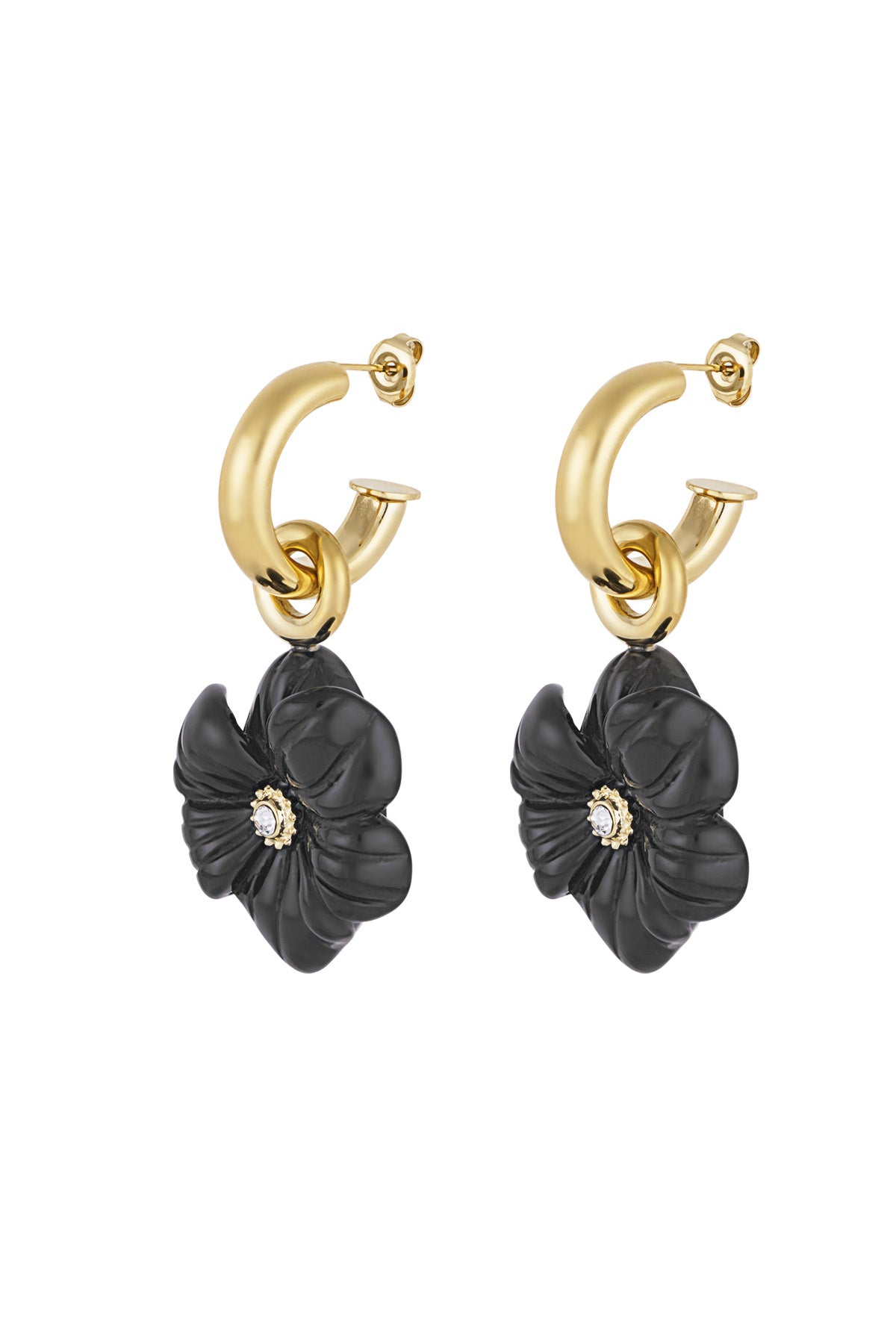 Orecchini Crazy Flower - Colore oro nero