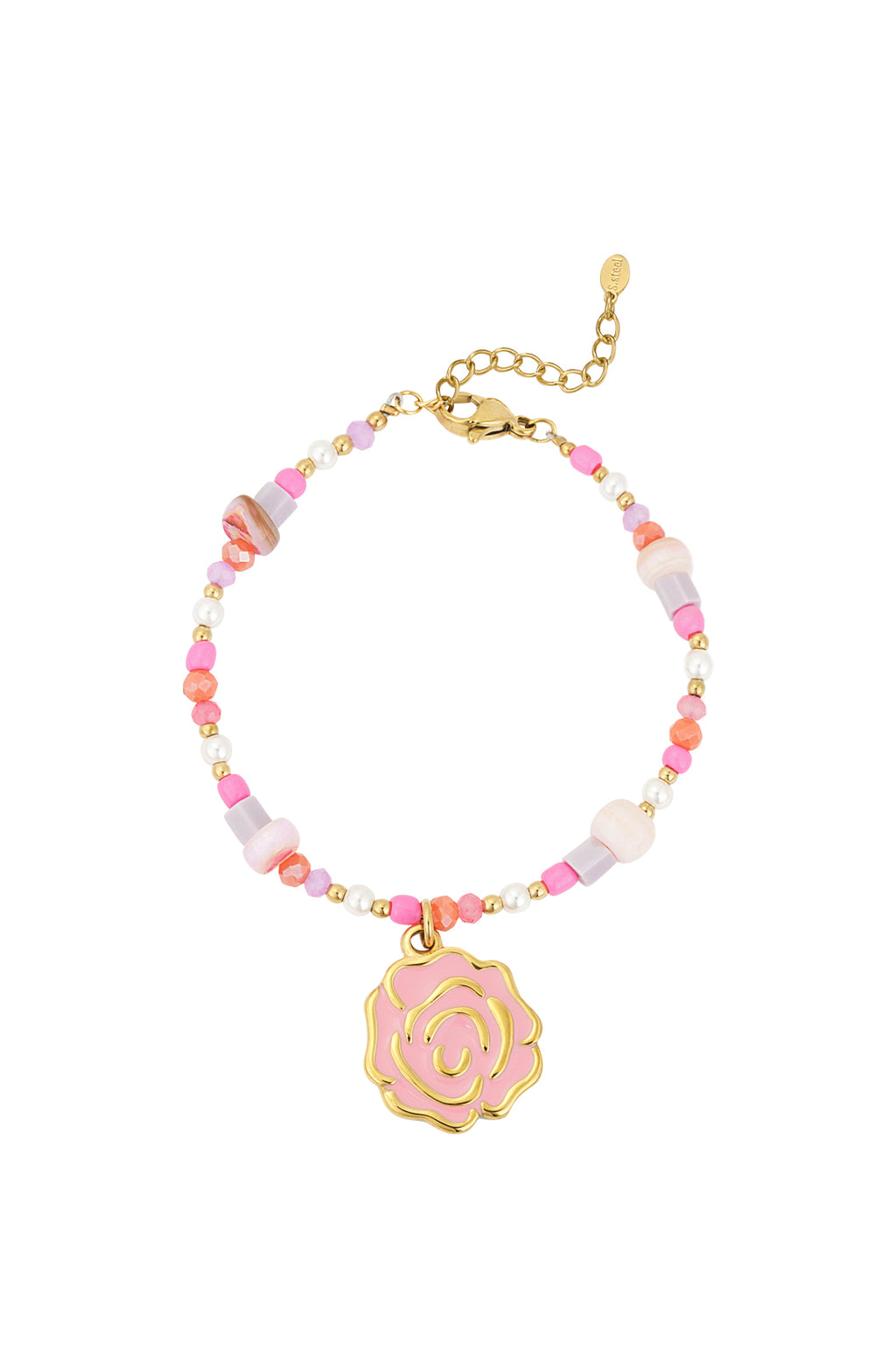 Braccialetto di perline rosa - Colore rosa e oro
