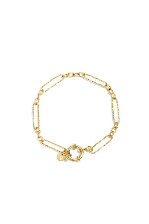 Bracciale con chiusura frontale e maglie di forme diverse