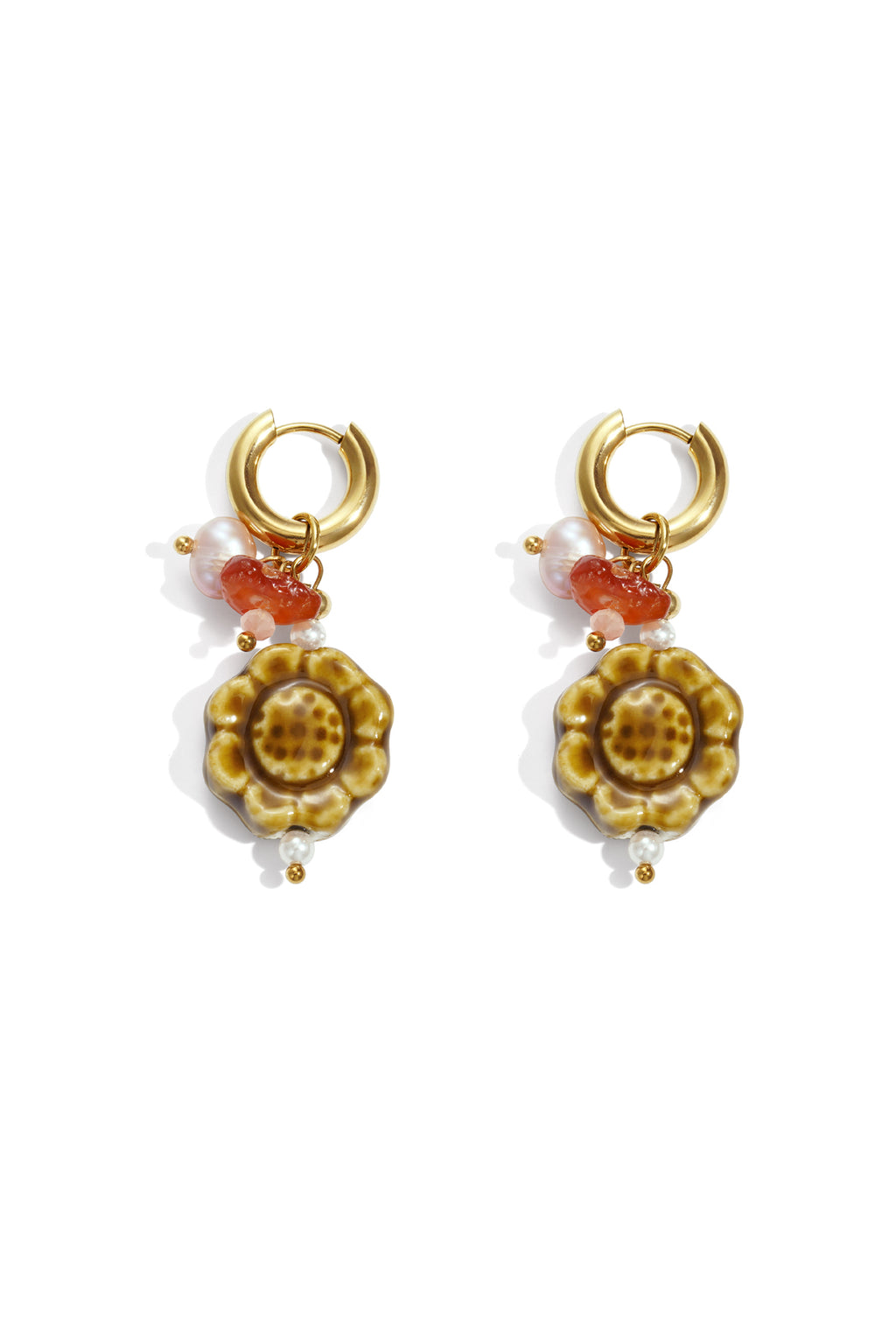 Orecchini pendenti in acciaio inossidabile, stile casual, semplici, da donna, serie "Fiore"