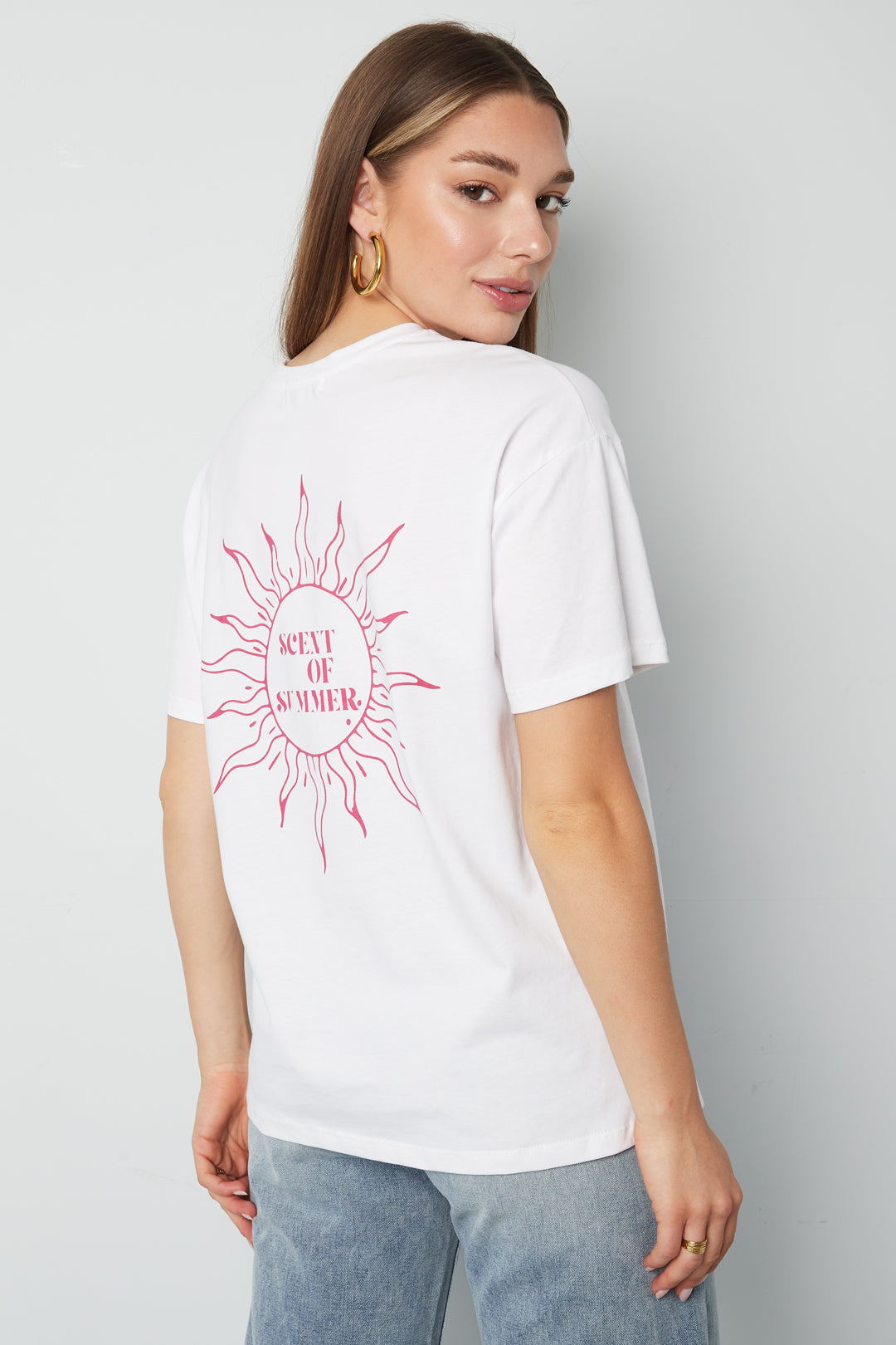 Cotone Maglietta Donna Casual Lettere