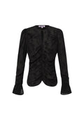 Poliestere Donna Maglia a Manica Lunga Design Arricciato