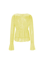 Tessuto Pizzo Donna Maglia Maniche Lunghe Elegante Dettaglio Volant