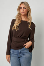 Tessuto Fibra di Poliestere Donna Maglia Maniche Lunghe Elegante Colore Puro Autunno/Inverno
