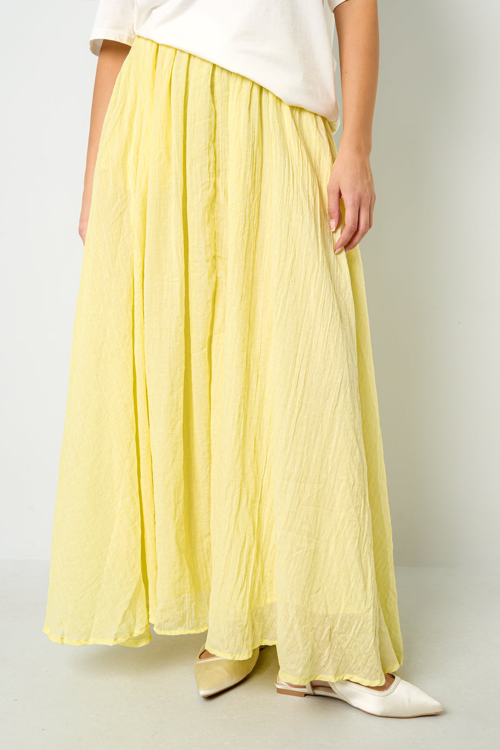 Gonna Maxi Donna in Fibra di Poliestere Tessuta Stile Casual Colore Puro